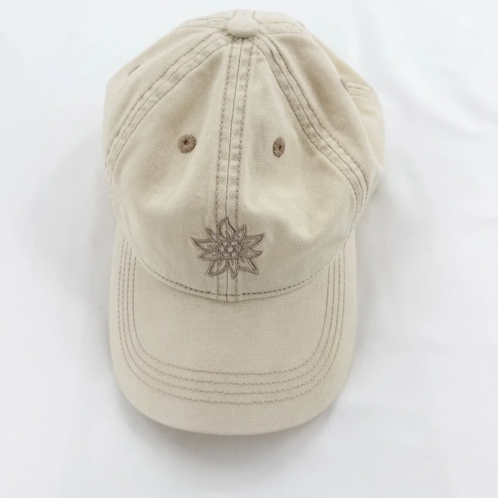 Alpine Design Tan Cotton Canvas Floral Embroidered Snapback Baseball Hat Cap